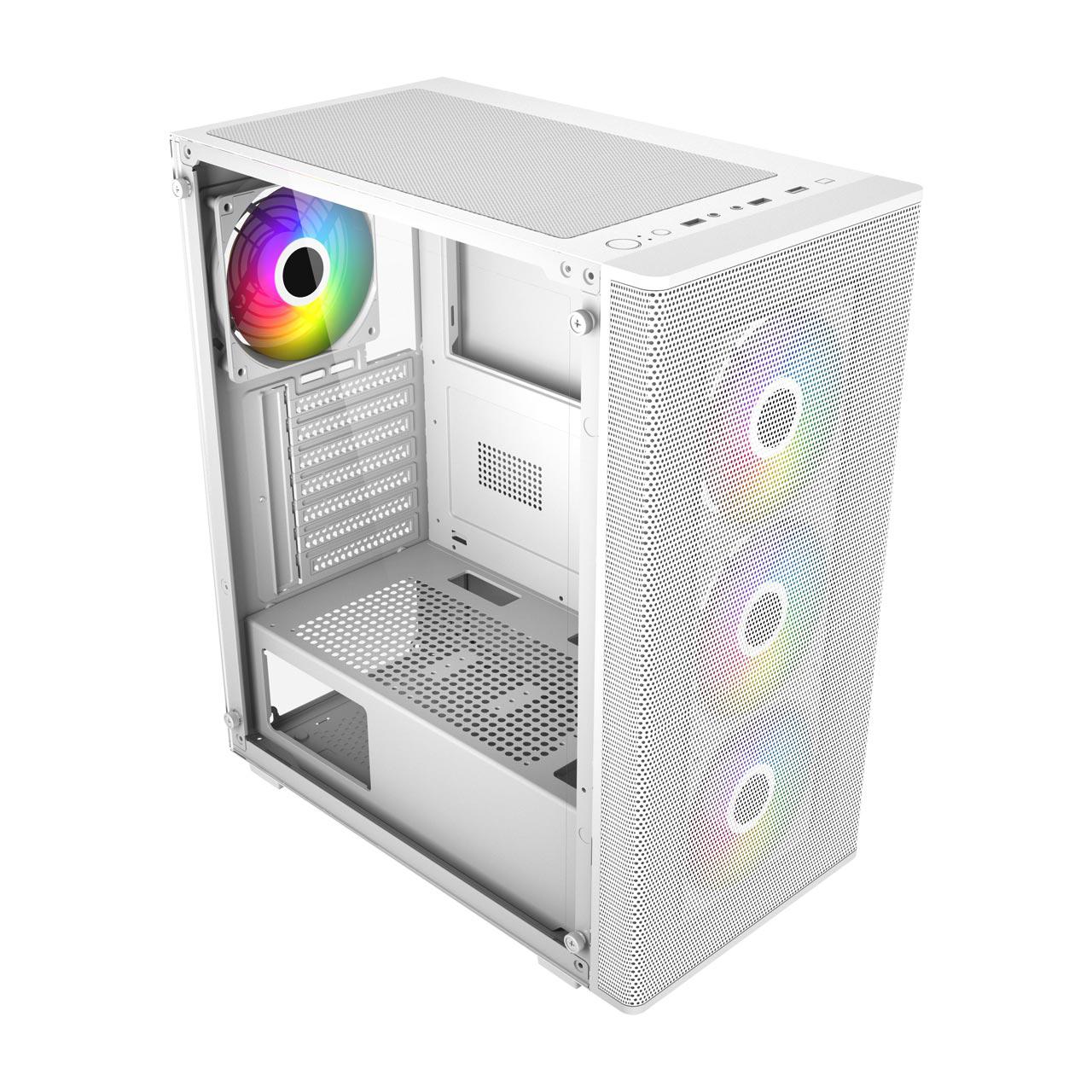 A large main feature product image of FSP M220 ARGB Mid Tower Case (White)