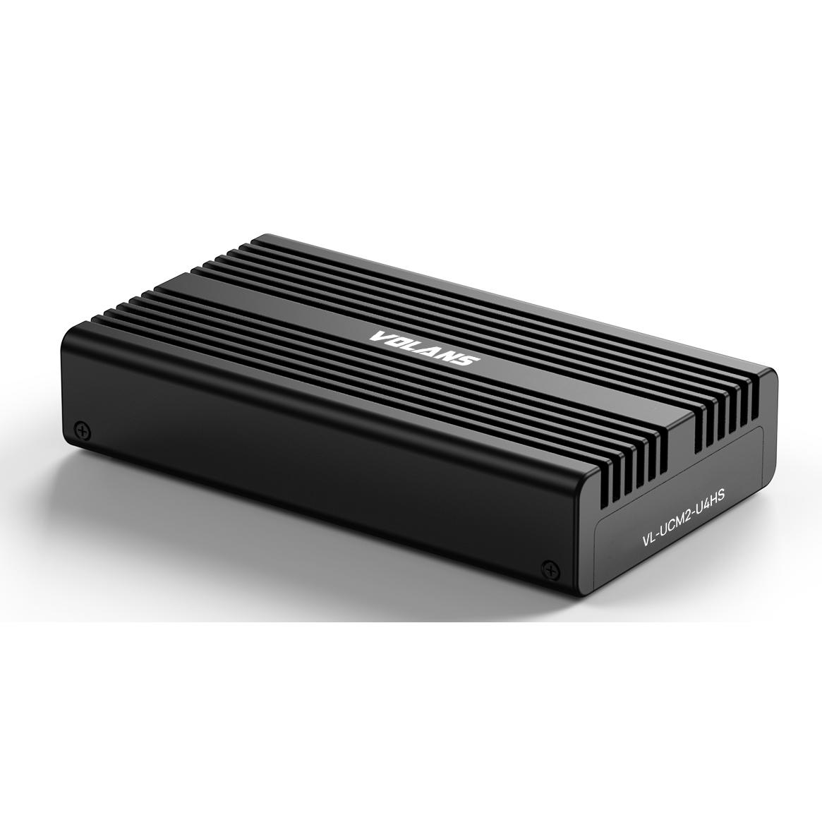 A large main feature product image of Volans Aluminium NVMe PCIe M.2 SSD to USB4 Type C Enclosure