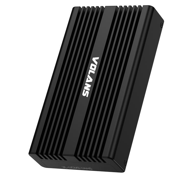 A large main feature product image of Volans Aluminium NVMe PCIe M.2 SSD to USB4 Type C Enclosure