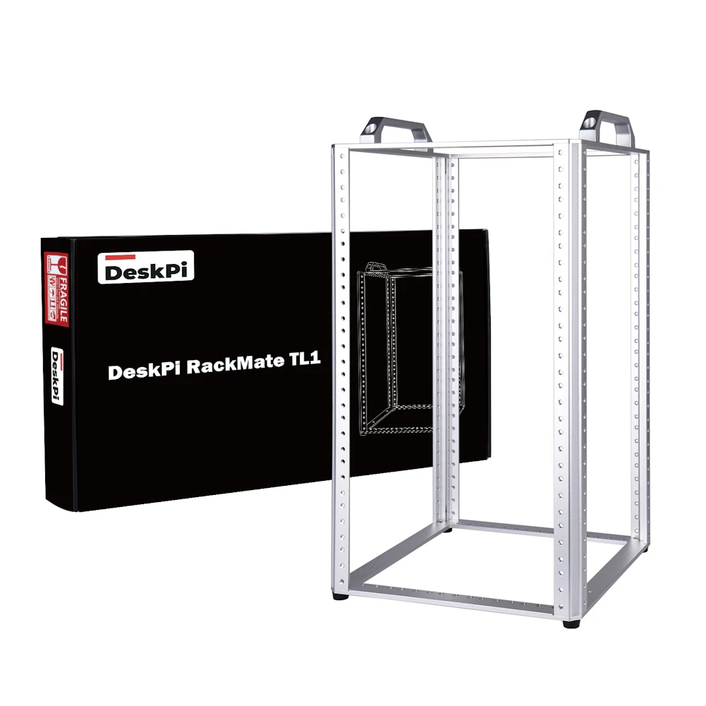 DeskPi RackMate TL1 Rackmount 10" 10U Open Frame Network Rack (Black)