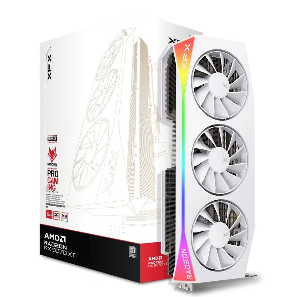 XFX Mercury Radeon RX 9070 XT OC Gaming Edition RGB 16GB GDDR6 - White