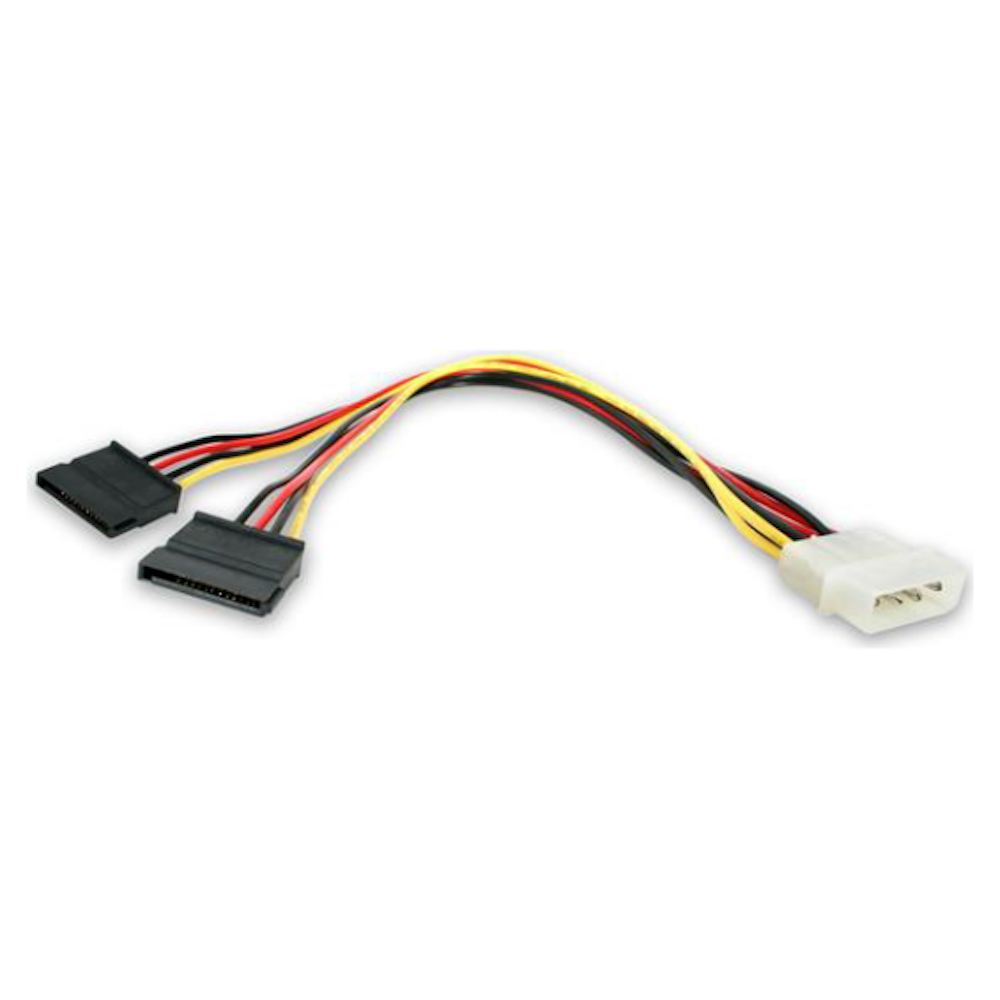 A large main feature product image of Startech LP4 to 2x SATA Power Y Cable Adapter