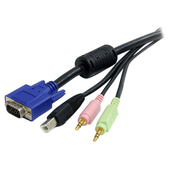A large main feature product image of Startech 4-in-1 USB VGA KVM 2m Cable with Audio 