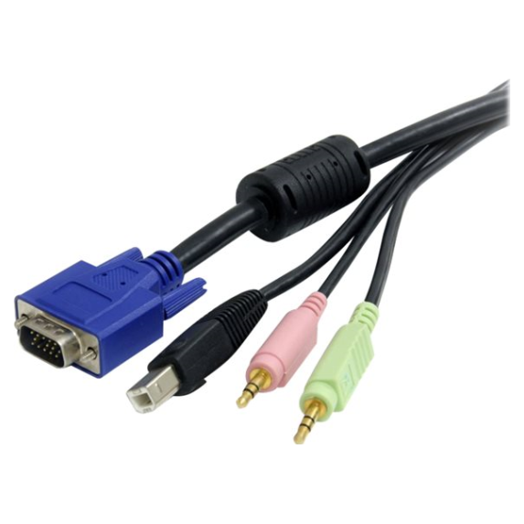A large main feature product image of Startech 4-in-1 USB VGA KVM 2m Cable with Audio 