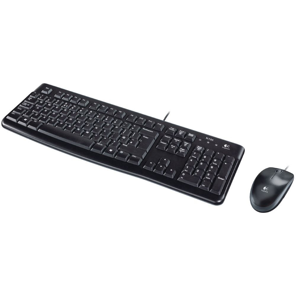 A large main feature product image of Logitech MK120 Wired Desktop
