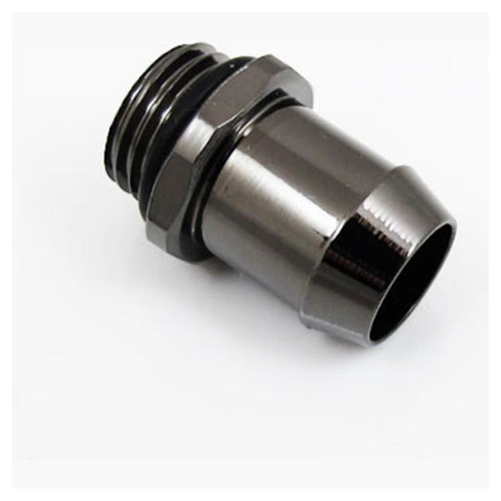 A large main feature product image of XSPC G1/4 13mm 1/2" Black Chrome High Flow Barb Fitting