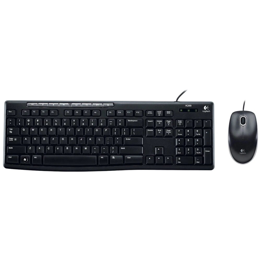 A large main feature product image of Logitech MK200 Media Wired Keyboard & Mouse Combo