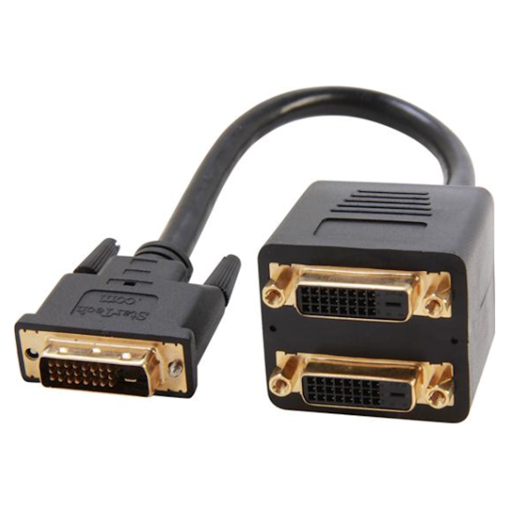 A large main feature product image of Startech DVI to 2x DVI Video Splitter 'Y' Cable 0.3M