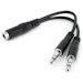 A product image of Startech Headset Splitter 3.5mm 4-Pos Female to 2x 3.5mm 3-Pos Male