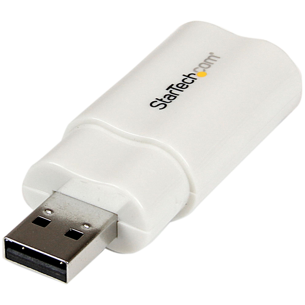 A large main feature product image of Startech USB to Stereo Audio Adapter Converter