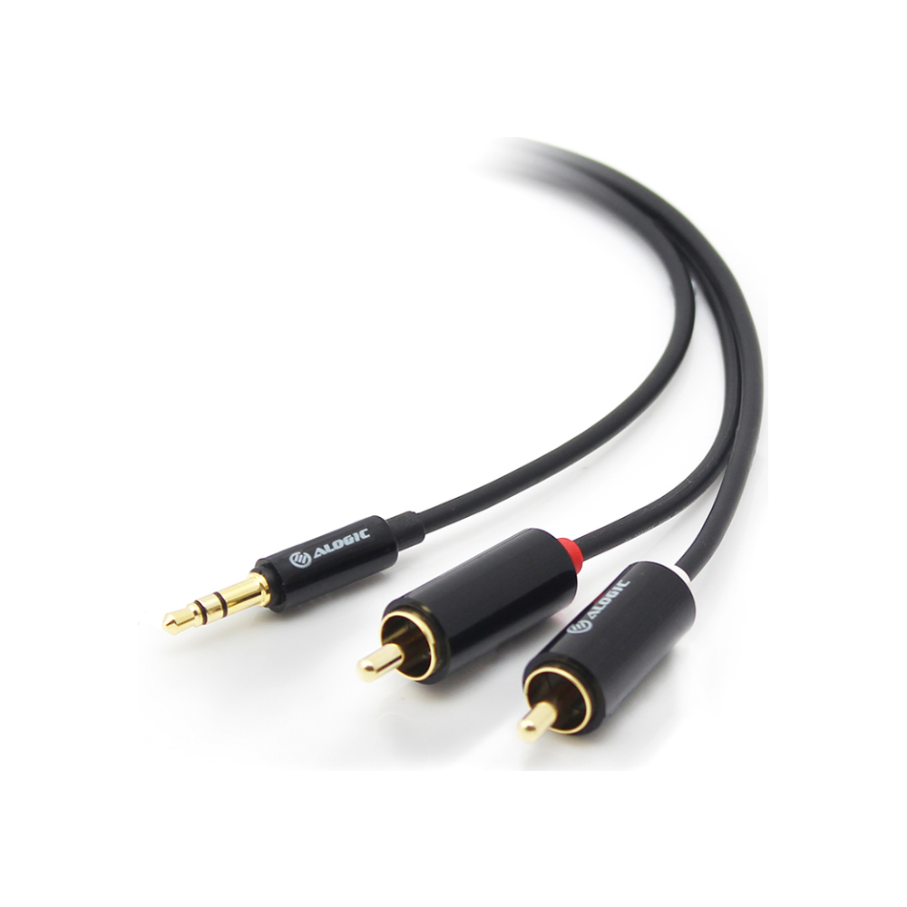 A large main feature product image of ALOGIC Premium 3.5mm Stereo to 2 X RCA Stereo 5m Cable