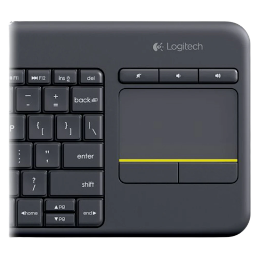 A large main feature product image of Logitech K400 Plus Wireless Touch Media Keyboard