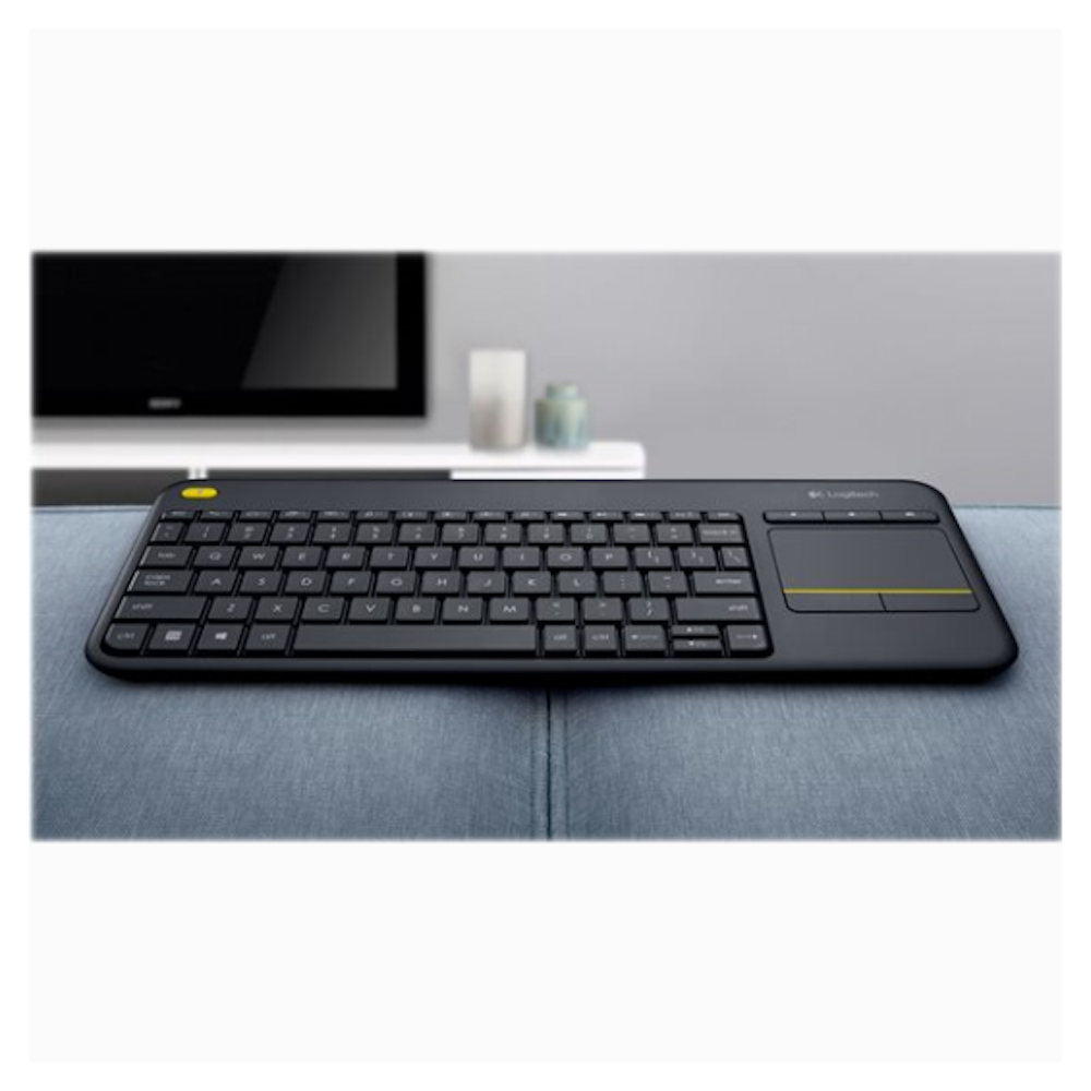 A large main feature product image of Logitech K400 Plus Wireless Touch Keyboard