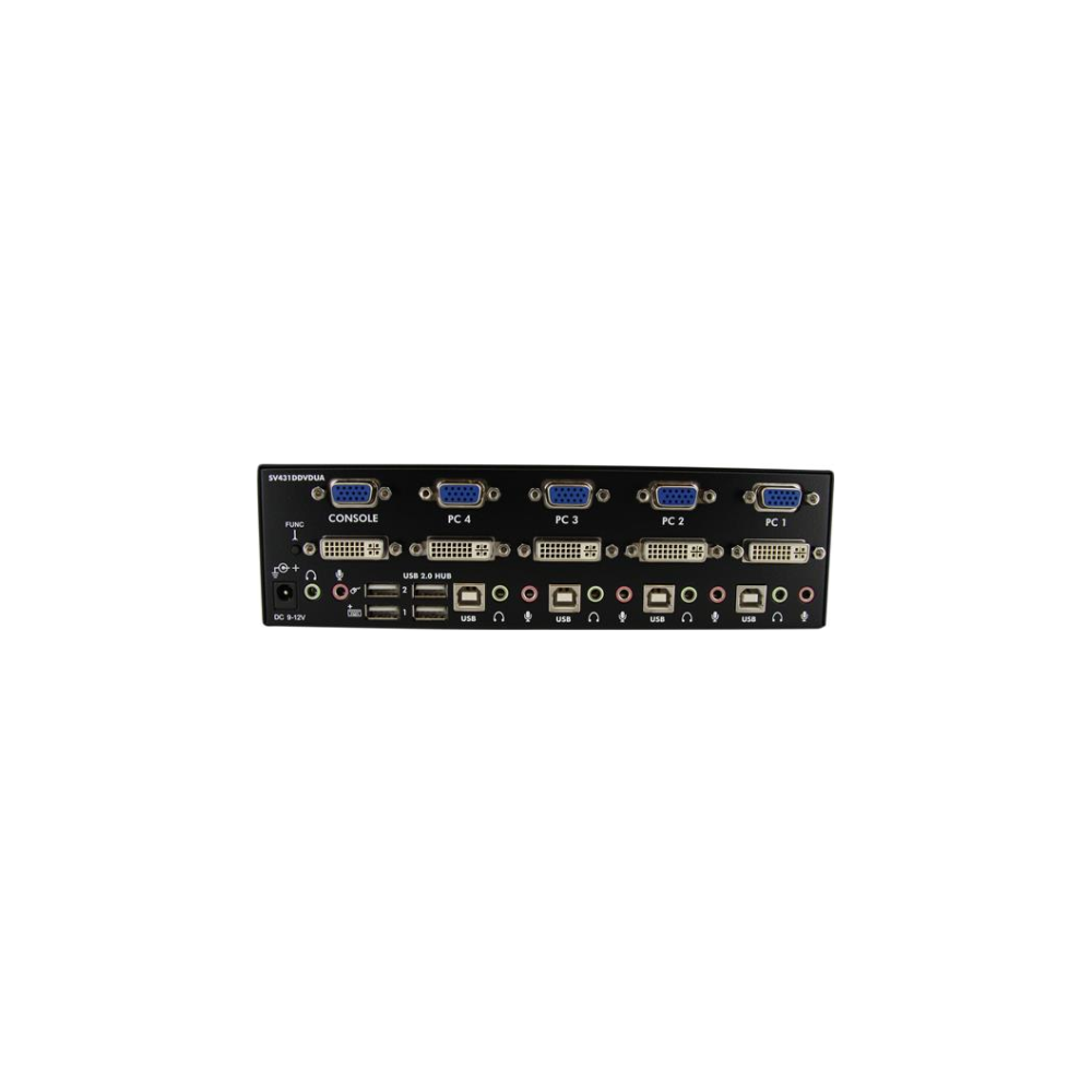 A large main feature product image of Startech 4 Port DVI+VGA Dual Monitor KVM Switch