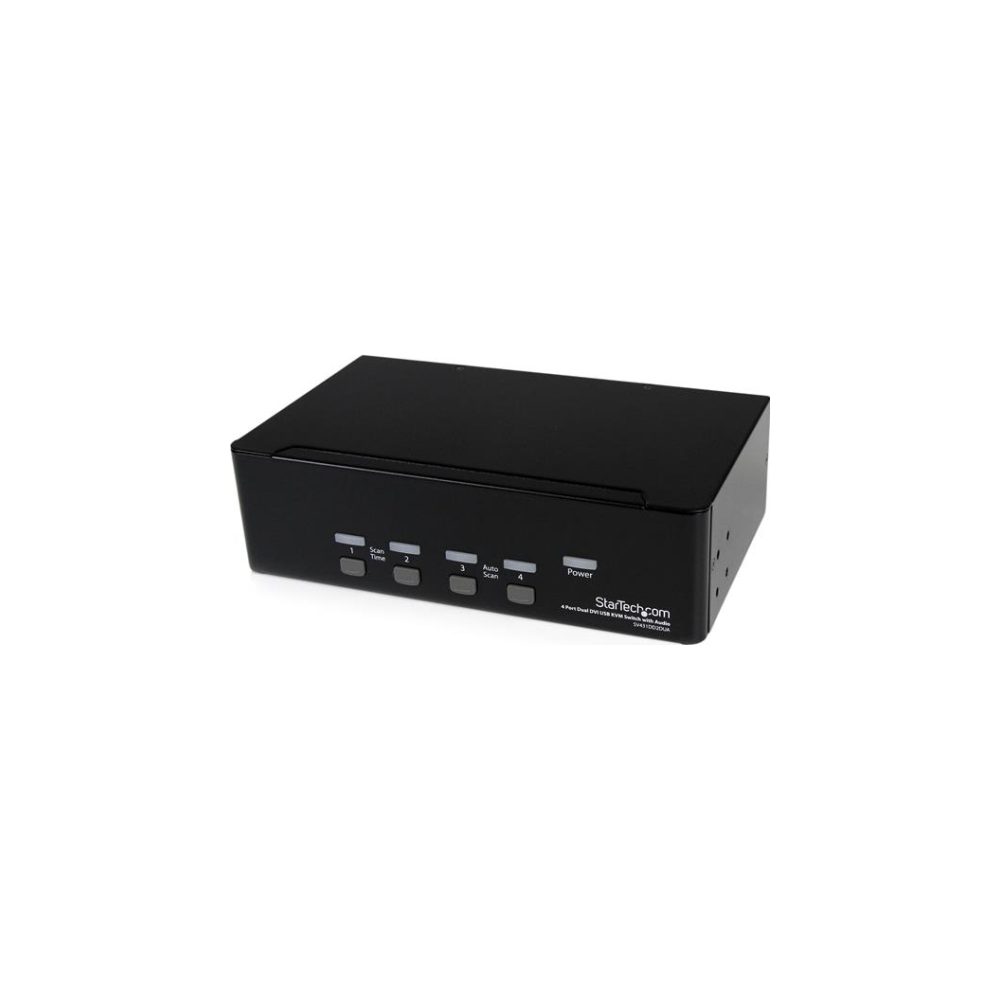 A large main feature product image of Startech 4 Port Dual Display DVI USB KVM Switch