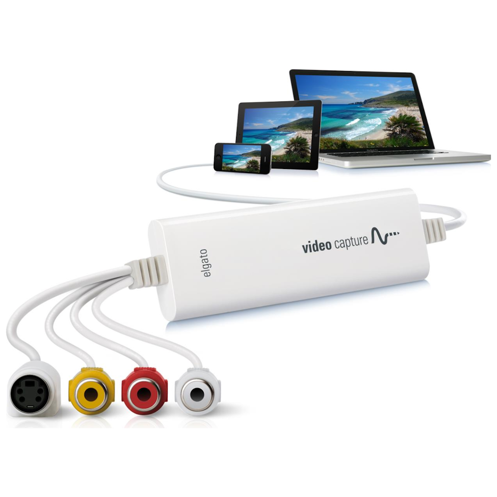 A large main feature product image of Elgato Video Capture Adapter