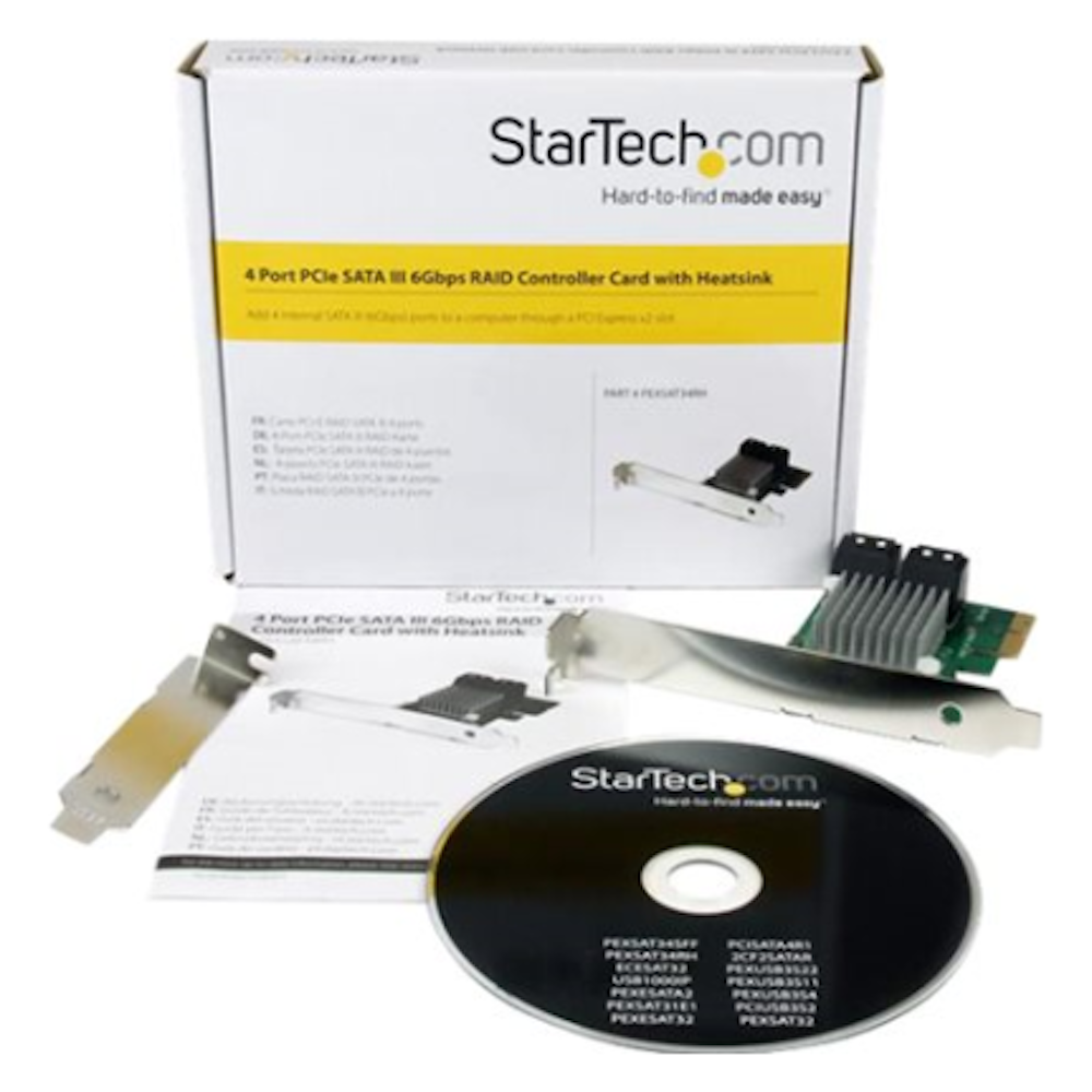 A large main feature product image of Startech 4 Port PCIe SATA III Controller Card
