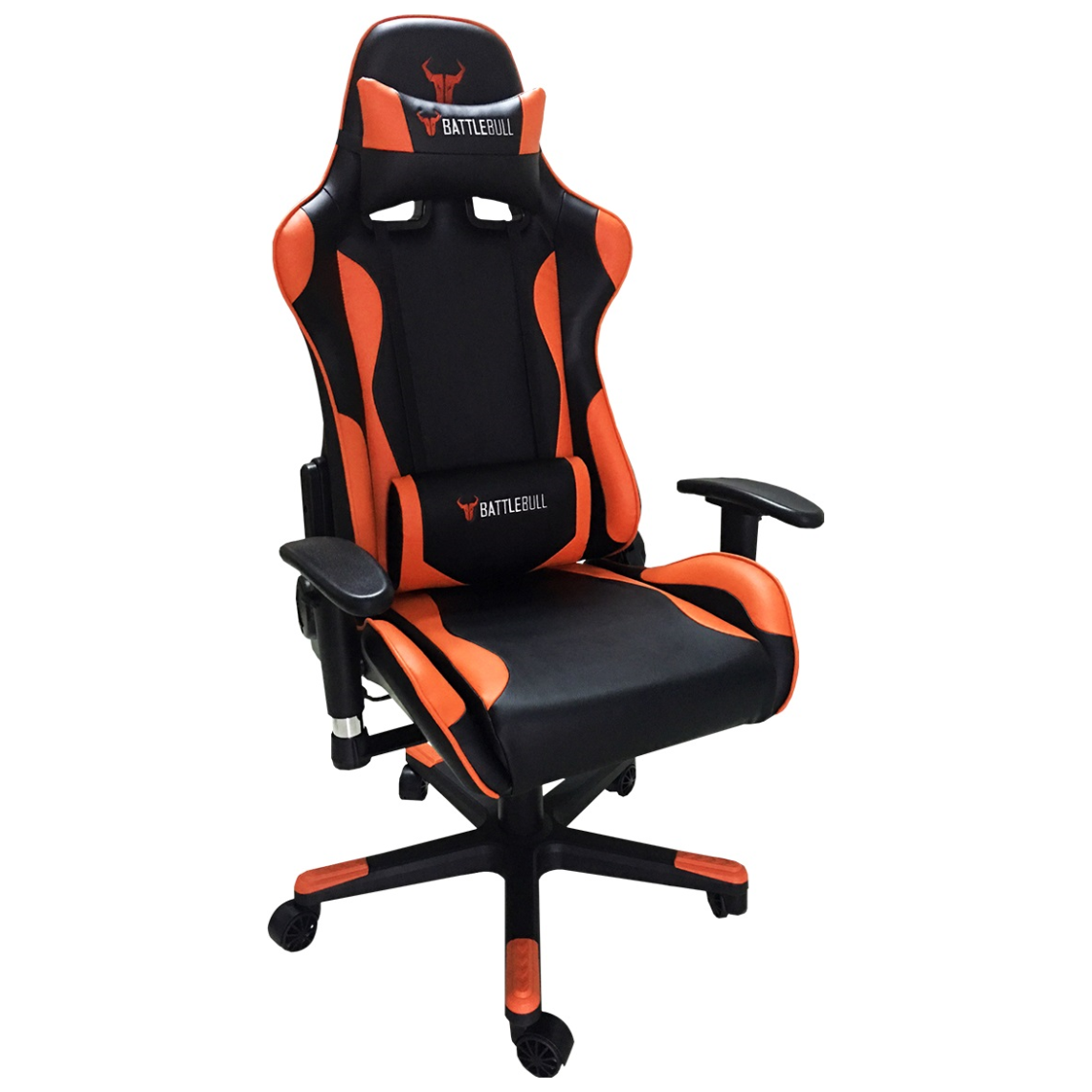 orange gaming chair with speakers