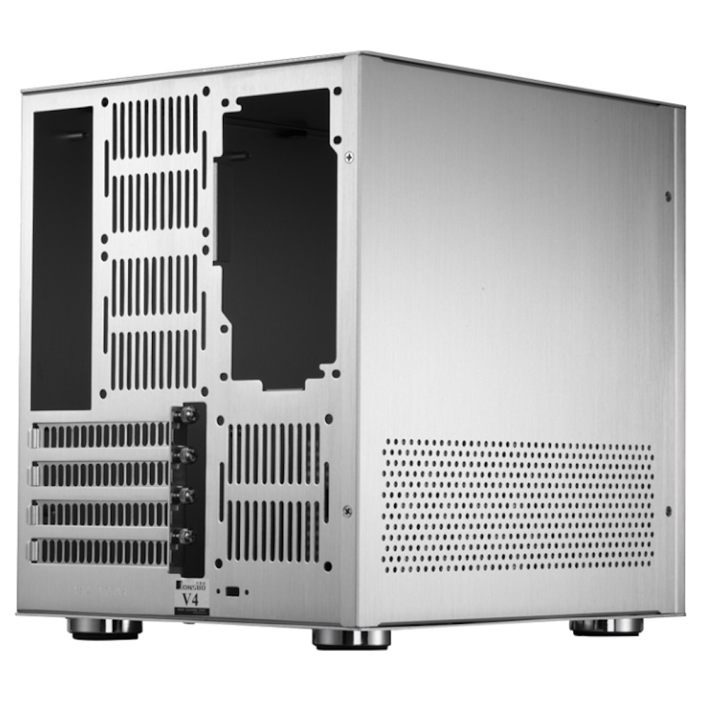 A large main feature product image of Jonsbo V4 Silver mATX Case