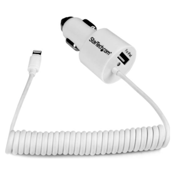 Product image of Startech Lightning Car Charger w/ Extra USB Port - White - Click for product page of Startech Lightning Car Charger w/ Extra USB Port - White