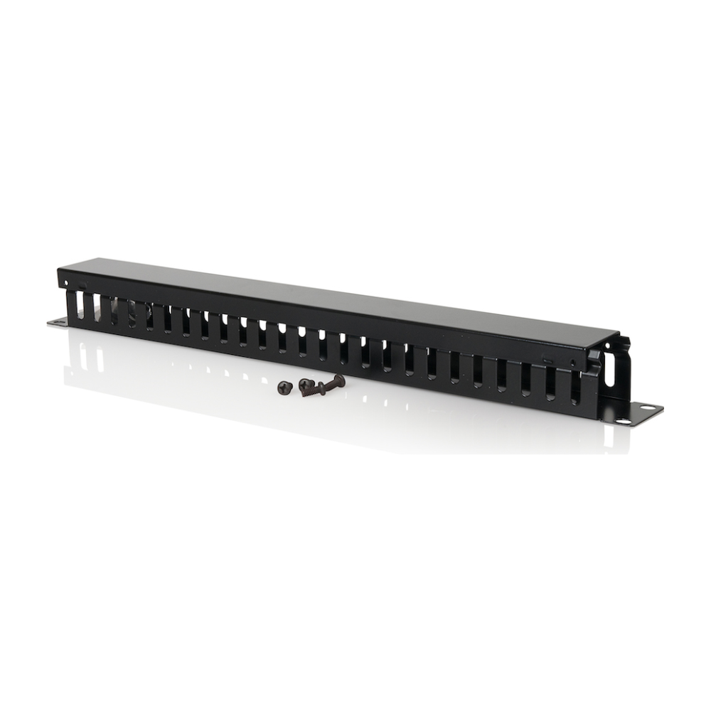 A large main feature product image of Serveredge 1RU Horizontal 24 Slot Metal Cable Management Rail