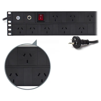 Product image of Serveredge 2RU Basic 12 Port PDU (12) 3 Pin AUS GPO Output (1) 3 Pin Aus Plug Input 10A 240V - Click for product page of Serveredge 2RU Basic 12 Port PDU (12) 3 Pin AUS GPO Output (1) 3 Pin Aus Plug Input 10A 240V