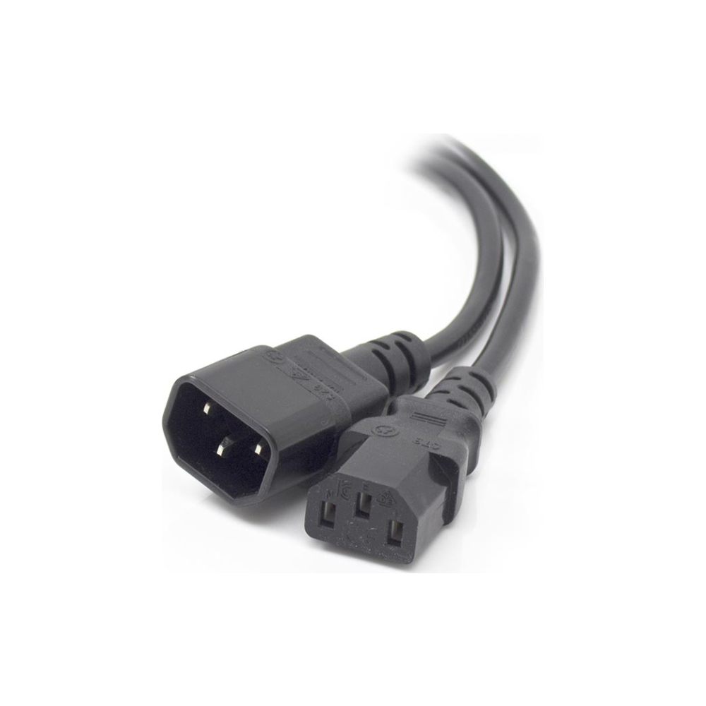A large main feature product image of ALOGIC 2m IEC C13 to IEC C14 Computer Power Extension Cord Male to Female Black
