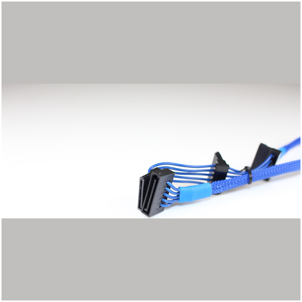 A large main feature product image of GamerChief 15-Pin SATA Power to 3x15-Pin SATA Power Extension Cable (Blue)