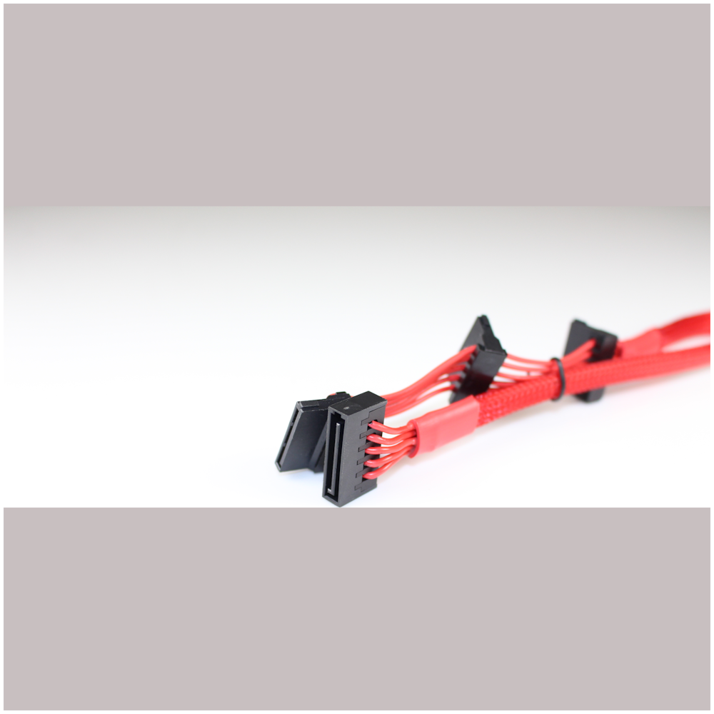 A large main feature product image of GamerChief 15-Pin SATA Power to 3x15-Pin SATA Power Extension Cable (Red)