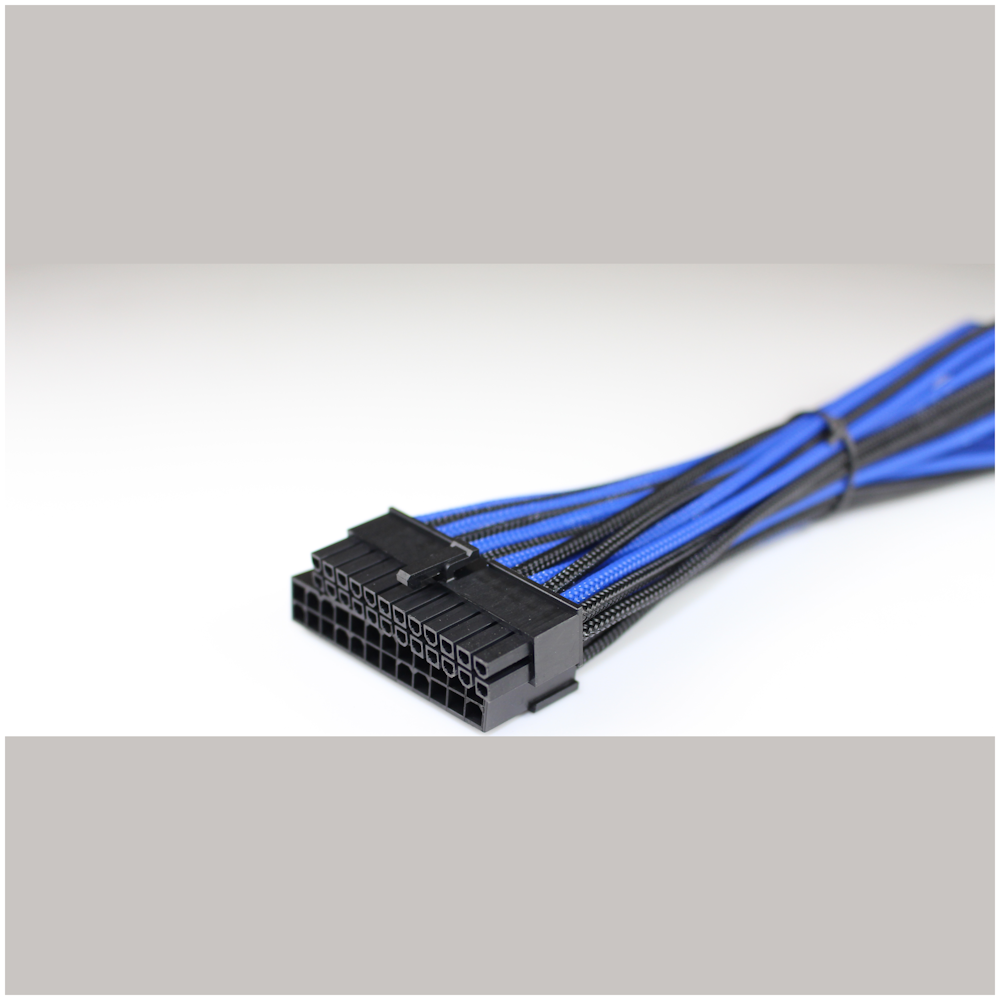 A large main feature product image of GamerChief 24-Pin ATX 45cm Sleeved Extension Cable (Black/Blue)