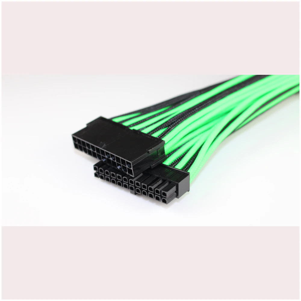 GamerChief 24-Pin ATX 45cm Sleeved Extension Cable (Black/Green)