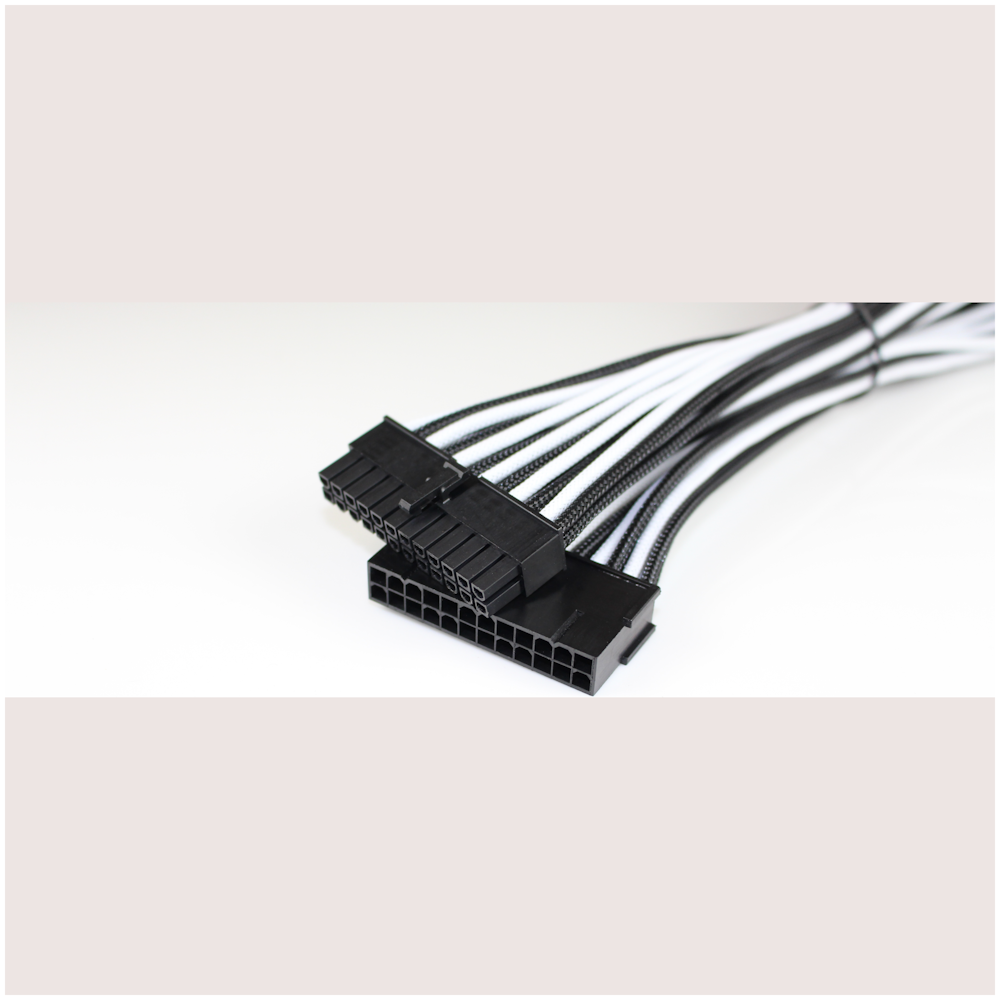 A large main feature product image of GamerChief 24-Pin ATX 45cm Sleeved Extension Cable (Black/White)