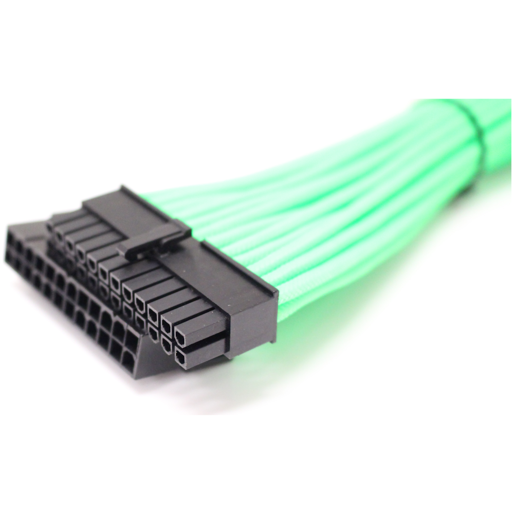 A large main feature product image of GamerChief 24-Pin ATX 45cm Sleeved Extension Cable (Green)