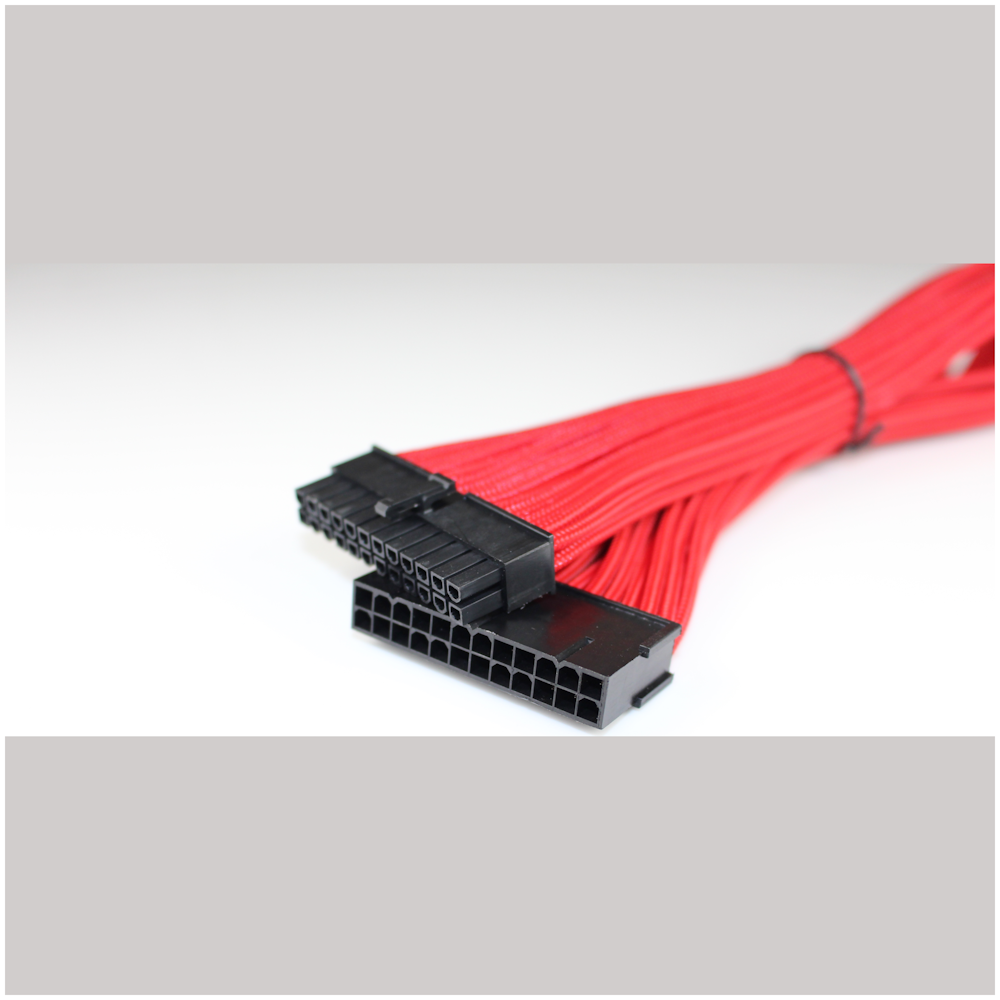 A large main feature product image of GamerChief 24-Pin ATX 45cm Sleeved Extension Cable (Red)
