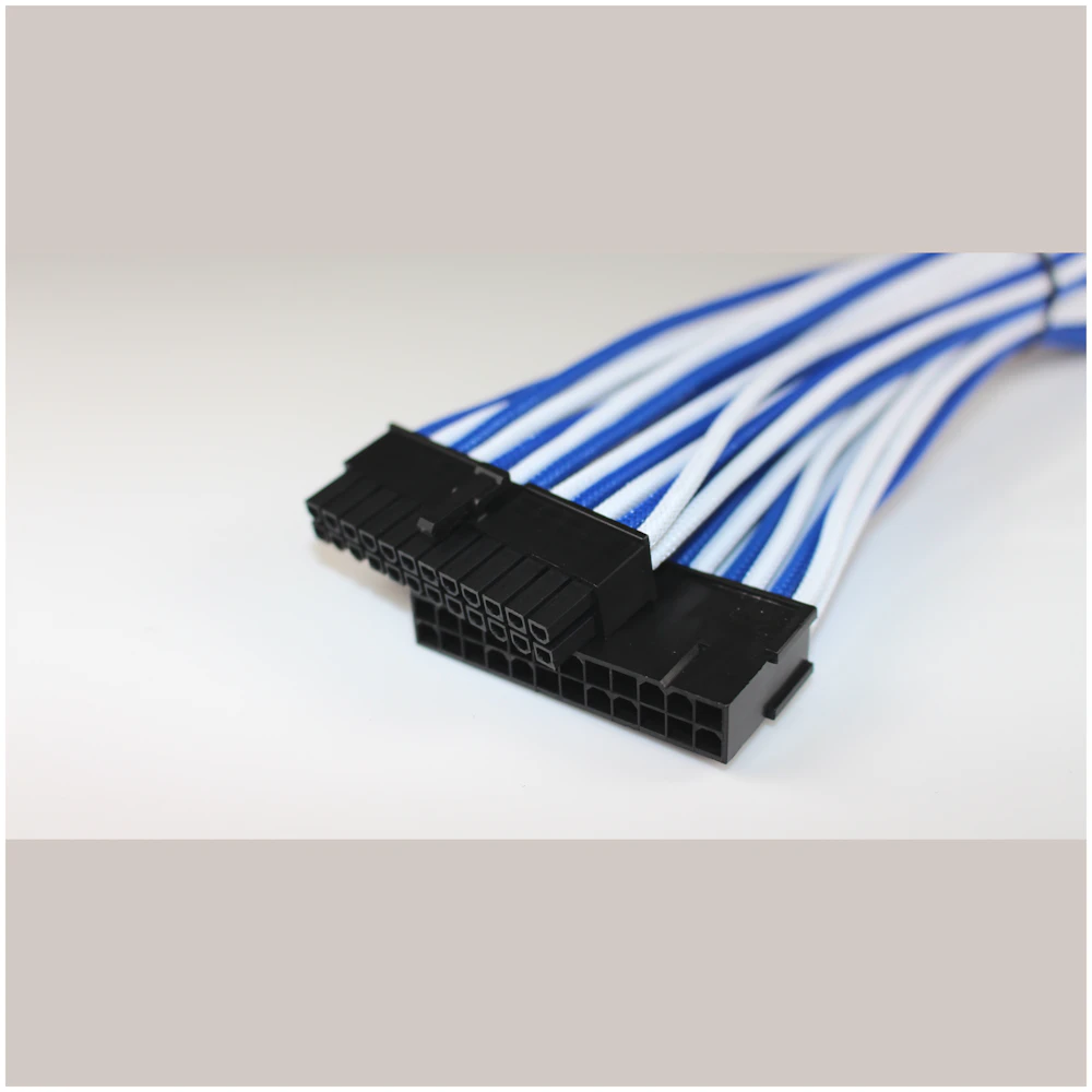 GamerChief 24-Pin ATX 45cm Sleeved Extension Cable (White/Blue)