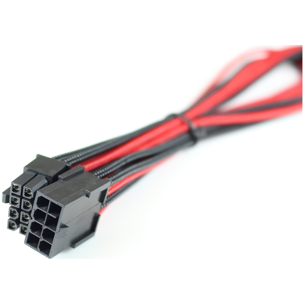 A large main feature product image of GamerChief 8-Pin EPS 45cm Sleeved Extension Cable (Black/Red)