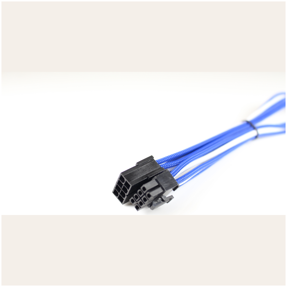 A large main feature product image of GamerChief 8-Pin EPS 45cm Sleeved Extension Cable (White/Blue)