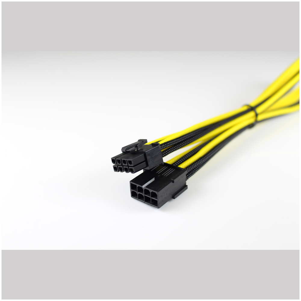 A large main feature product image of GamerChief 8-Pin EPS 45cm Sleeved Extension Cable (Black/Yellow)