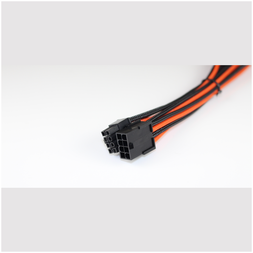 A large main feature product image of GamerChief 8-Pin EPS 45cm Sleeved Extension Cable (Black/Orange)