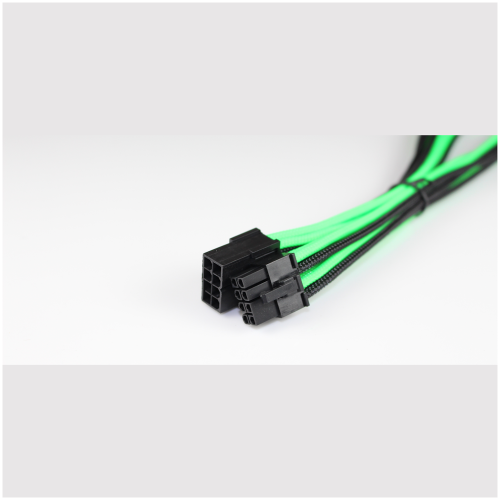 A large main feature product image of GamerChief 8-Pin PCIe 45cm Sleeved Extension Cable (Black/Green)