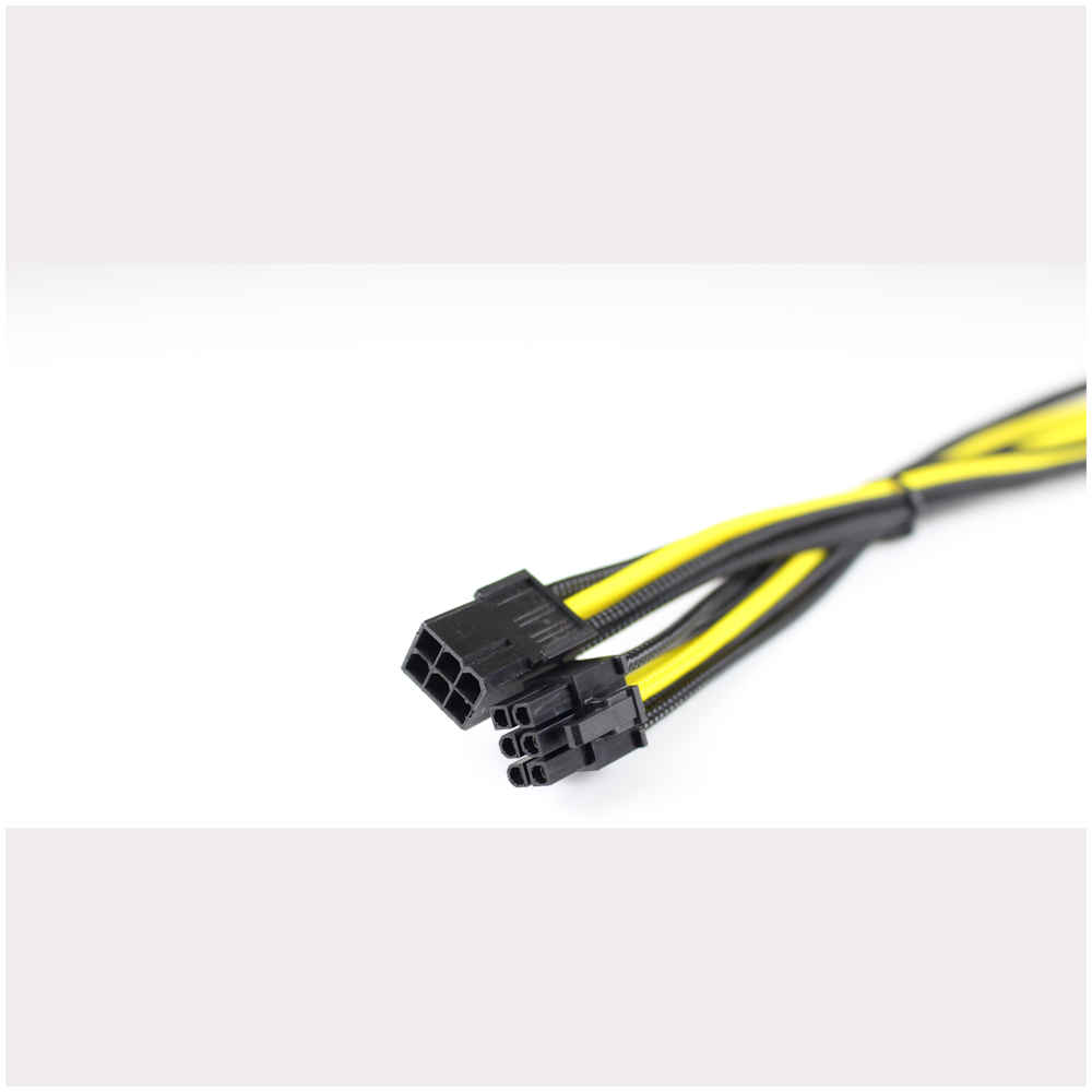 A large main feature product image of GamerChief 6-Pin PCIe 45cm Sleeved Extension Cable (Black/Yellow)