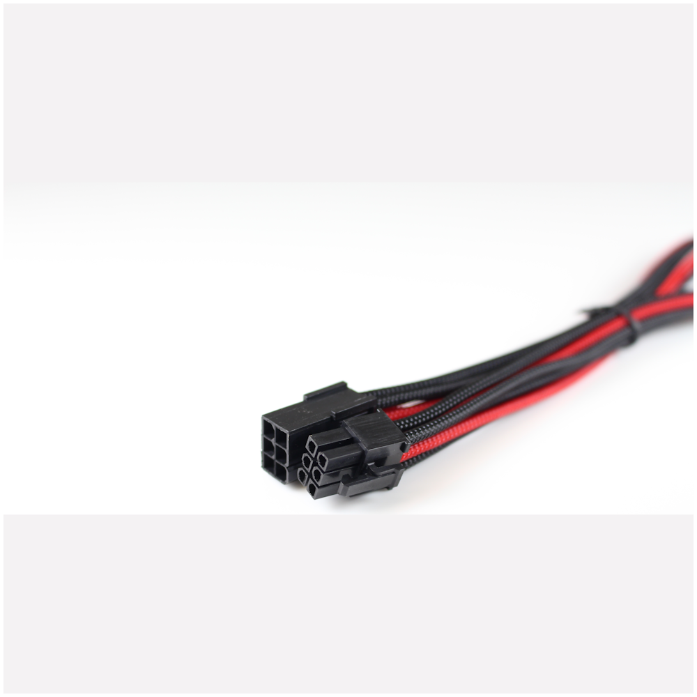 A large main feature product image of GamerChief 6-Pin PCIe 45cm Sleeved Extension Cable (Black/Red)