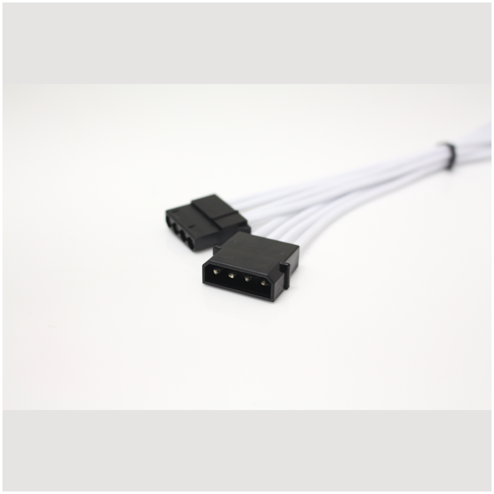 A large main feature product image of GamerChief Molex Power 45cm Sleeved Extension Cable (White)