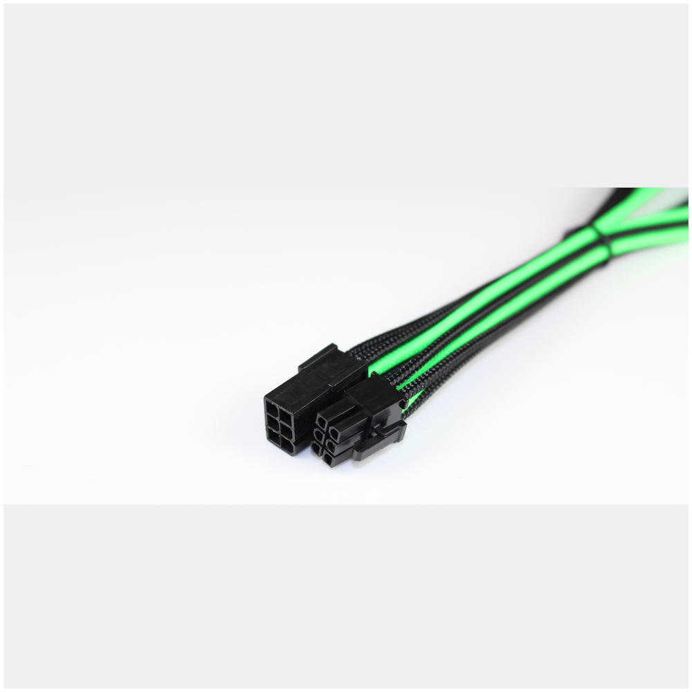 A large main feature product image of GamerChief 6-Pin PCIe 45cm Sleeved Extension Cable (Black/Green)