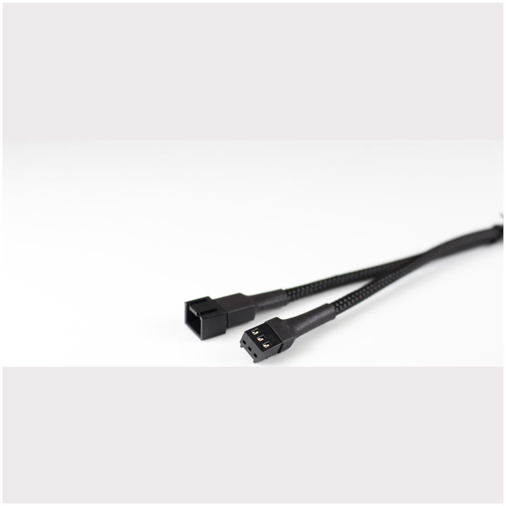 A large main feature product image of GamerChief 3-Pin Fan Power 30cm Sleeved Extension Cable (Black)