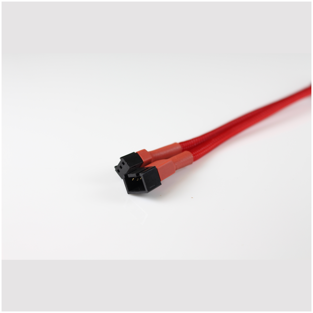 A large main feature product image of GamerChief 3-Pin Fan Power 30cm Sleeved Extension Cable (Red)