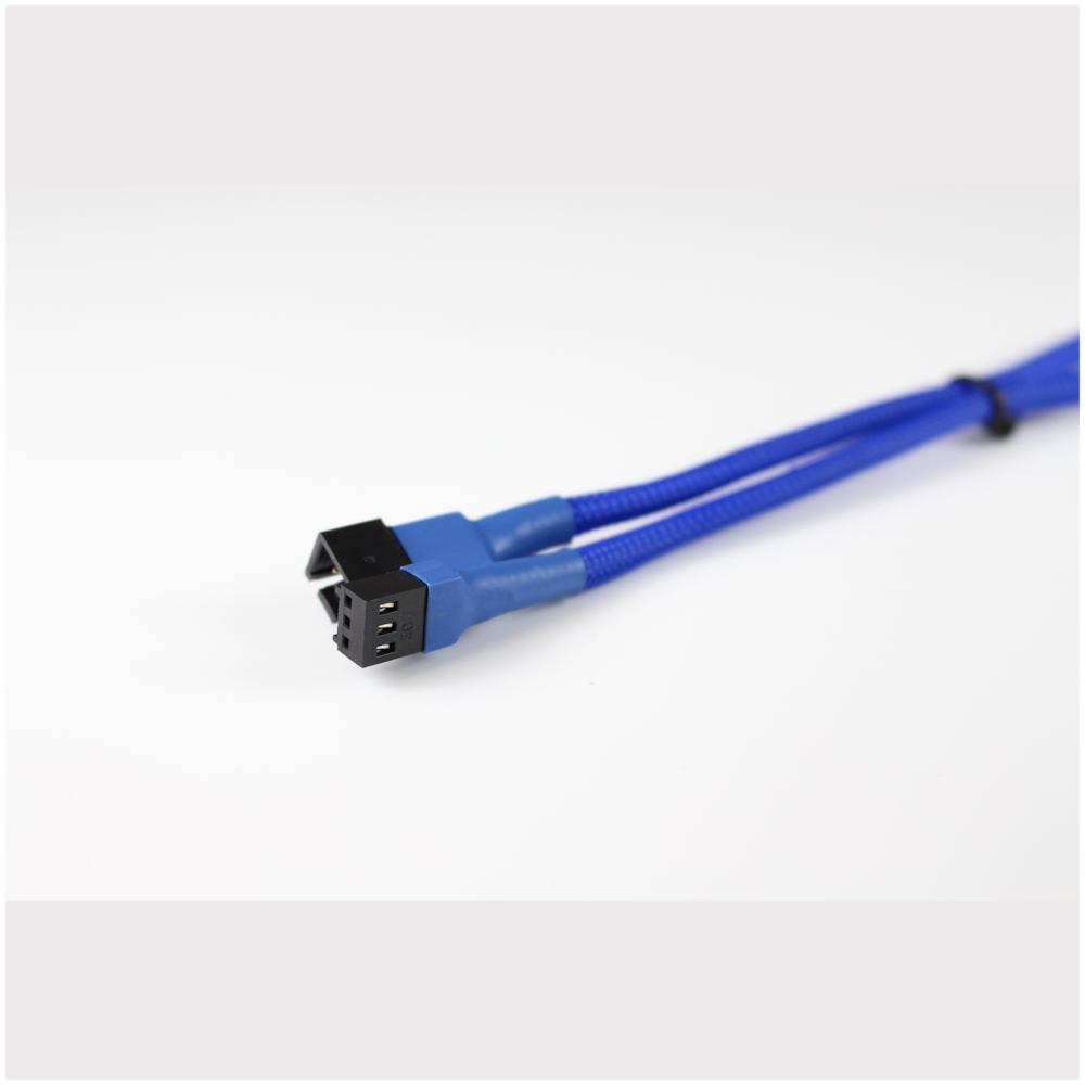 A large main feature product image of GamerChief 3-Pin Fan Power 30cm Sleeved Extension Cable (Blue)