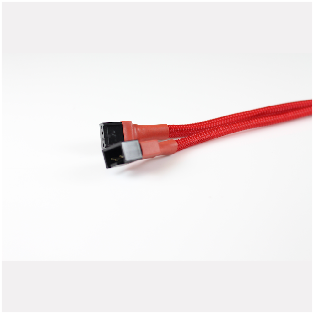 A large main feature product image of GamerChief 4-Pin PWM Fan Power 30cm Sleeved Extension Cable (Red)