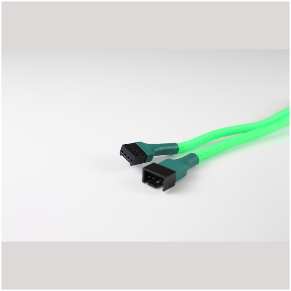 A large main feature product image of GamerChief 4-Pin PWM Fan Power 30cm Sleeved Extension Cable (Green)