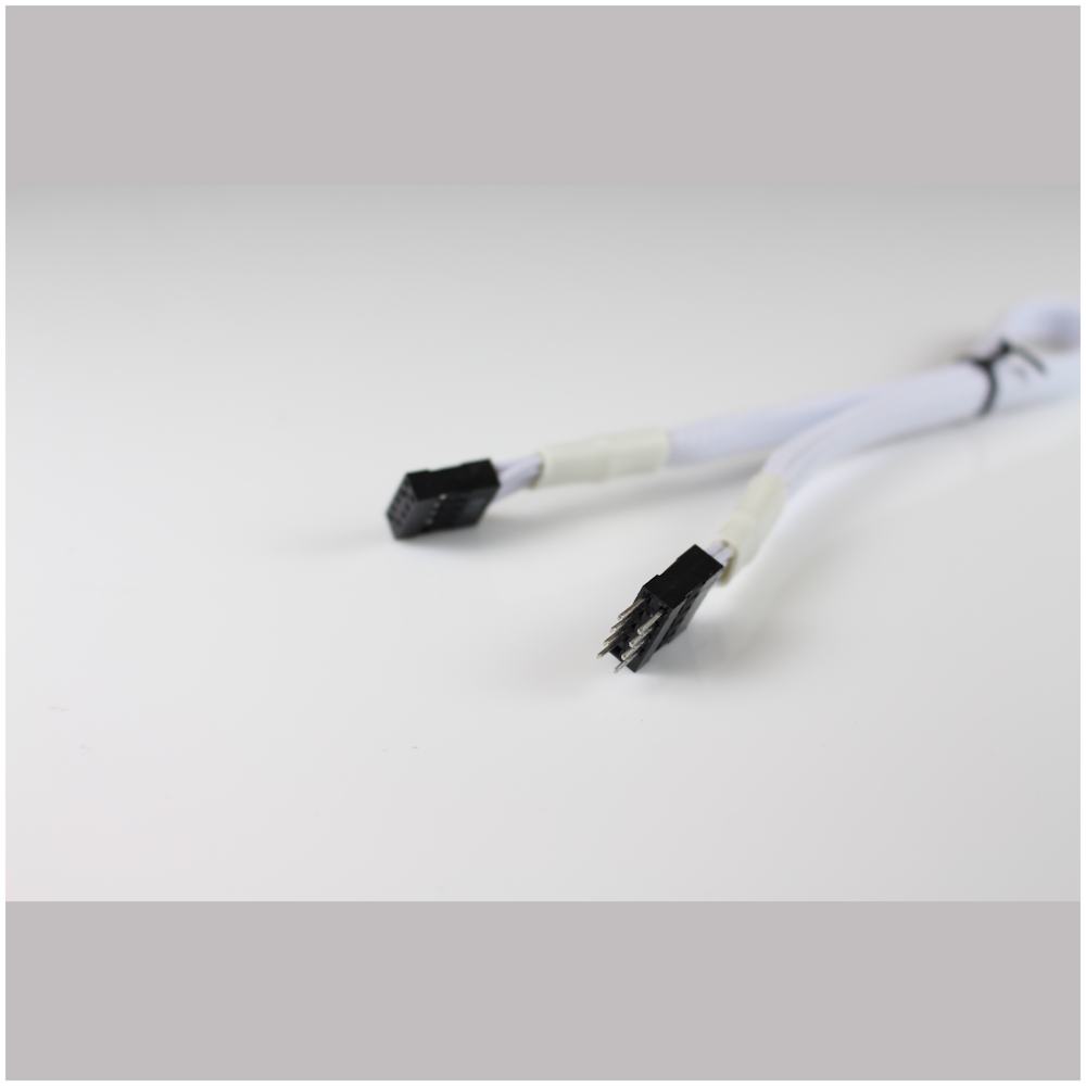 A large main feature product image of GamerChief USB2.0 Header 30cm Sleeved Extension Cable (White)
